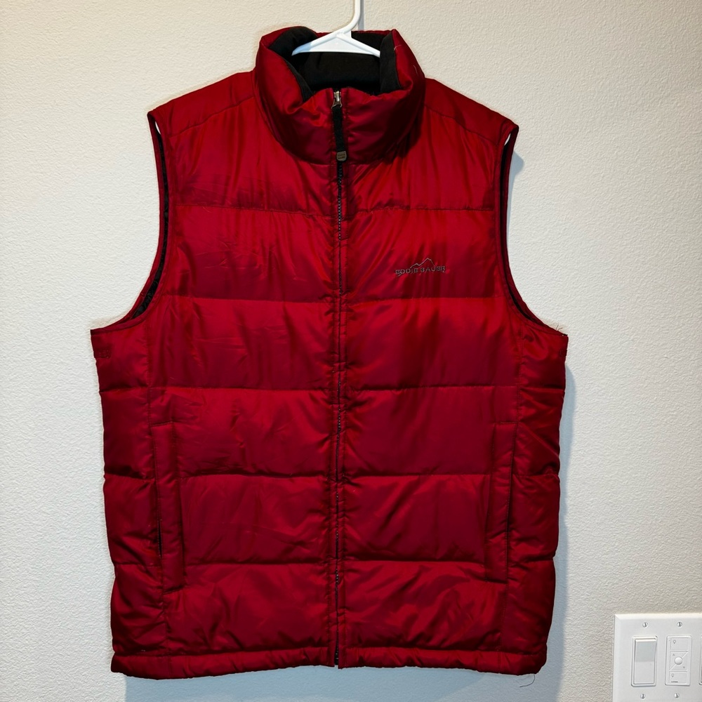Eddie Bauer Red Goose Down Puffer Vest  Medium Packable EB650
